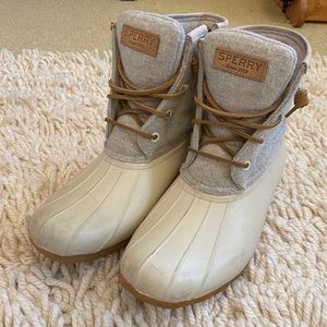 Cream Sperry Duck Boots